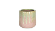 18 Pcs - Ceramic Glazed Two-Toned Pink/White Round Planter Pot
