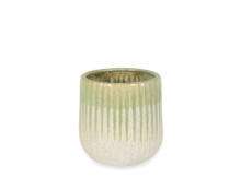 12 Pcs - 5 Inch Ceramic Glazed Two-Toned Mint With White Round Planter Pot