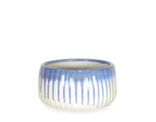 6 Pcs - 7 Inch Ceramic Round Tray Two-Toned White/Blue