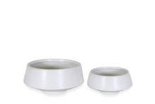 8 Sets - Ceramic Round Matte White Planter Pots (16 Pcs Total) With Raised Base