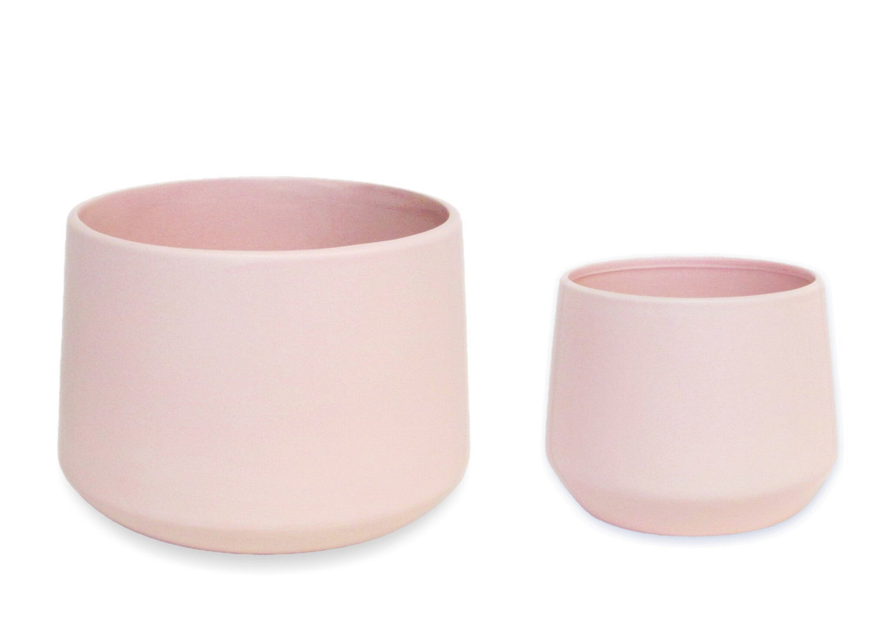 6 Sets - 4 & 6 Inch Ceramic Teardrop Matte Pink Planter Pots (12 Pcs Total)  - EventsWholesale.com