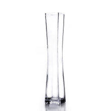 22" Unique Concaved Square Tall Glass Vase - 8 Pieces