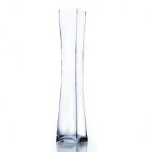 26" Unique Concaved Square Tall Glass Vase - 6 Pieces