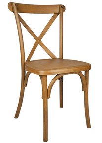 Walnut Resin Steel Frame Cross Back Chair Indoor/Outdoor X-Back