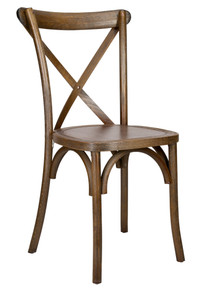 Fruitwood Cross Back Wooden Chair Indoor/Outdoor X-Back Beech Wood