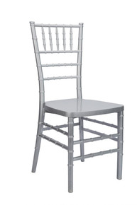 Silver Resin Chiavari Chair One-Piece Frame Stackable Indoor/Outdoor