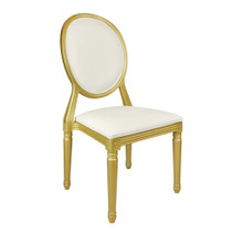 Gold Resin Louis Pop Chair with White Vinyl Back & Seat