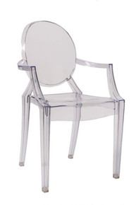 Clear Resin Oval Back Louis Ghost Chair with Arms Stackable Indoor/Outdoor - Transparent, Ice, Crystal