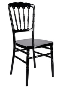 Black Resin Napoleon Chair Steel Frame Stackable Indoor/Outdoor