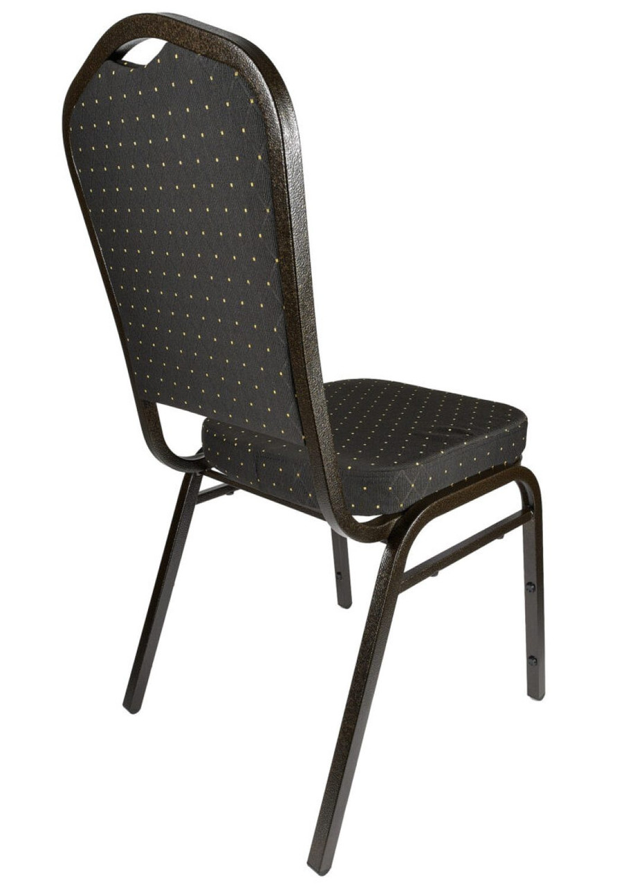 Black Fabric with Gold Dots on Gold Vein Frame Crown Banquet Chair