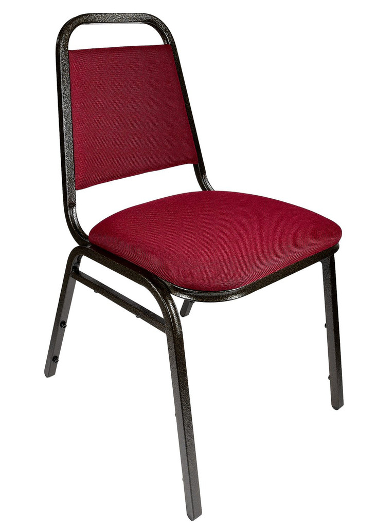 Burgundy Fabric on Gold Vein Frame Trapezoid Banquet Chair