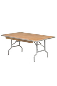 Children’s 6 Foot (72″ x 30″) Rectangle Heavy Duty Plywood Folding Banquet Table with Metal Edges