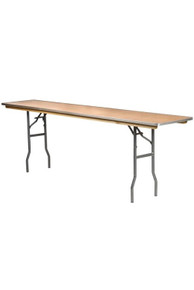 8 Foot (96″ x 18″) Rectangle Heavy Duty Plywood Folding Training Table with Metal Edges