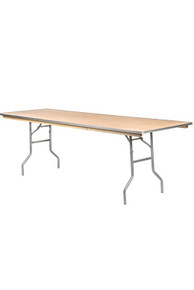 8 Foot (96″ x 30″) Rectangle Heavy Duty  Plywood Folding Banquet Table with Metal Edges