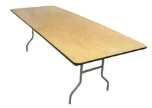 8 Foot (96″ x 30″) Rectangle Heavy Duty Plywood Folding Banquet Table with Vinyl Edges