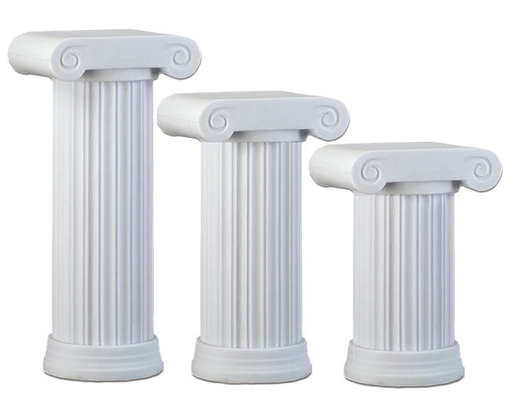 Ionic columns with round pedestal bases