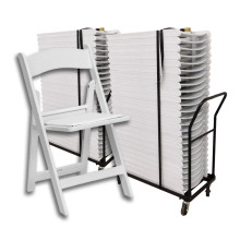 50 Resin Folding Chairs w/ 2 Dollies and 2 Straps Bundle