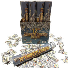 72 Pack 12" Money Confetti Cannons Bulk - Biodegradable $100 Dollar Bill Party Poppers for Celebrations