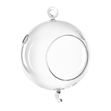 Hanging 5" Glass Tea Light Candle Holder Double Hooks - 48 Pieces