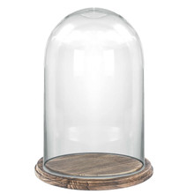 Glass Dome with Wooden Brown Base 16" - 2 Pieces