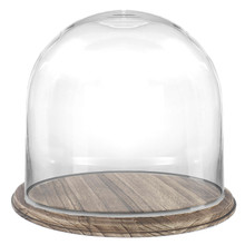 Glass Dome with Wooden Brown Base 13" - 2 Pieces