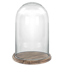 Glass Dome with Wooden Brown Base 20.5" - 2 Pieces