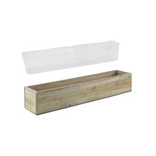 Natural Wood Rectangle Planter Box With Plastic Liner 4" x 22" x 5" - 6 Pcs