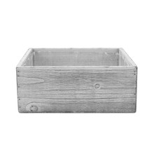 Wood Square White Wash Planter Box with Plastic Liner 10" x 4" - 6 Pcs