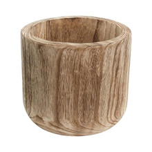 Burnt Finished Cylinder Wood Planter 11 x 10.57" - 4 Pcs