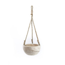 Rustic Hanging Wood Bowl Natural Finish with Jute Rope 20.5 x 8" - 8 Pcs