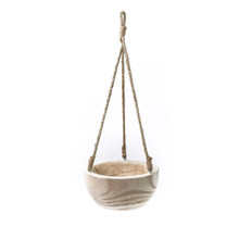 Rustic Hanging Wood Bowl Natural Finish with Jute Rope 23 x 9" - 6 Pcs