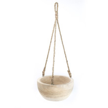 Rustic Hanging Wood Bowl Natural Finish with Jute Rope 25 x 10" - 4 Pcs