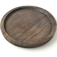 Round Wood Tray 13" Brown Decorative Farmhouse Candle Plate -  10 Pcs