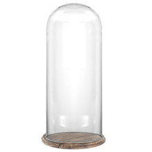 Glass Dome Cloche with Wooden Brown Base 15" - 4 Pieces