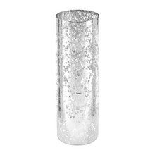 4" x 12" Glass Hurricane Open Base Candle Holder Silver Flecked Chimney Tube - 12 Pieces