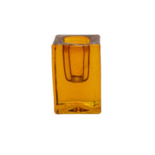 Amber 2.36" Tall Clifford Cube Glass Taper Candle Holder  – 24 Pieces