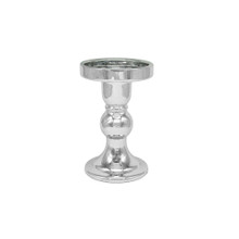 Silver 5.3" Large Clear Classic Pillar / Taper Candle Holder – 24 Pieces