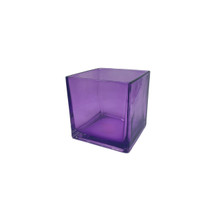 Lavender Everyday Cube Glass Vase / Candle Holder – 5" – 12 pcs/case