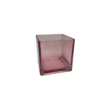 Pink Everyday Cube Glass Vase / Candle Holder – 5" – 12 pcs/case