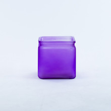 4" Frosted Purple Glass Cube Vase with Lip - 12 Pieces