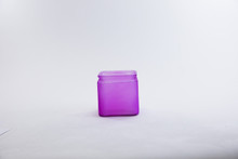 4.8" Frosted Purple Glass Cube Vase with Lip - 12 Pieces