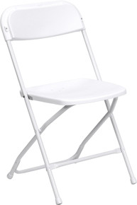 White Plastic Folding Chair - 650 lb Capacity Comfortable Event Chair - Lightweight