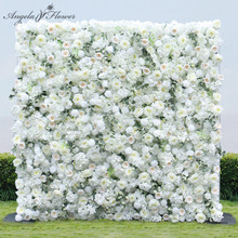 5D White Rose Flower Wall Event Party Wedding Backdrop Decor Prop – 8ft × 8ft