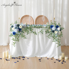2pcs Blue White Rose Garland Table Centerpiece / Sweetheart Home Décor – Combined 43" × 33"