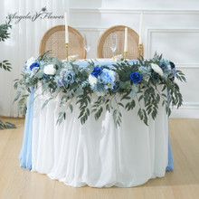 7ft Blue Rose Green Plant Vine Garland – Wedding & Table Décor