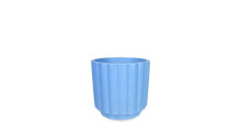 24 Pcs - 4 Inch Ceramic Matte Blue Flutted Pot