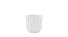 24 Pcs - 4 Inch Ceramic Matte White Flutted Pot