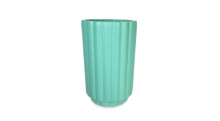 12 Pcs - 5 Inch Ceramic Matte Green Flutted Vase