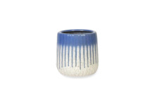 18 Pcs - 4 Inch Ceramic Glazed Two Toned Blue and White Round Pot