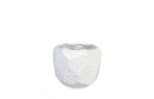 24 Pcs - 4 Inch Ceramic Matte White Pot with Geometric Design